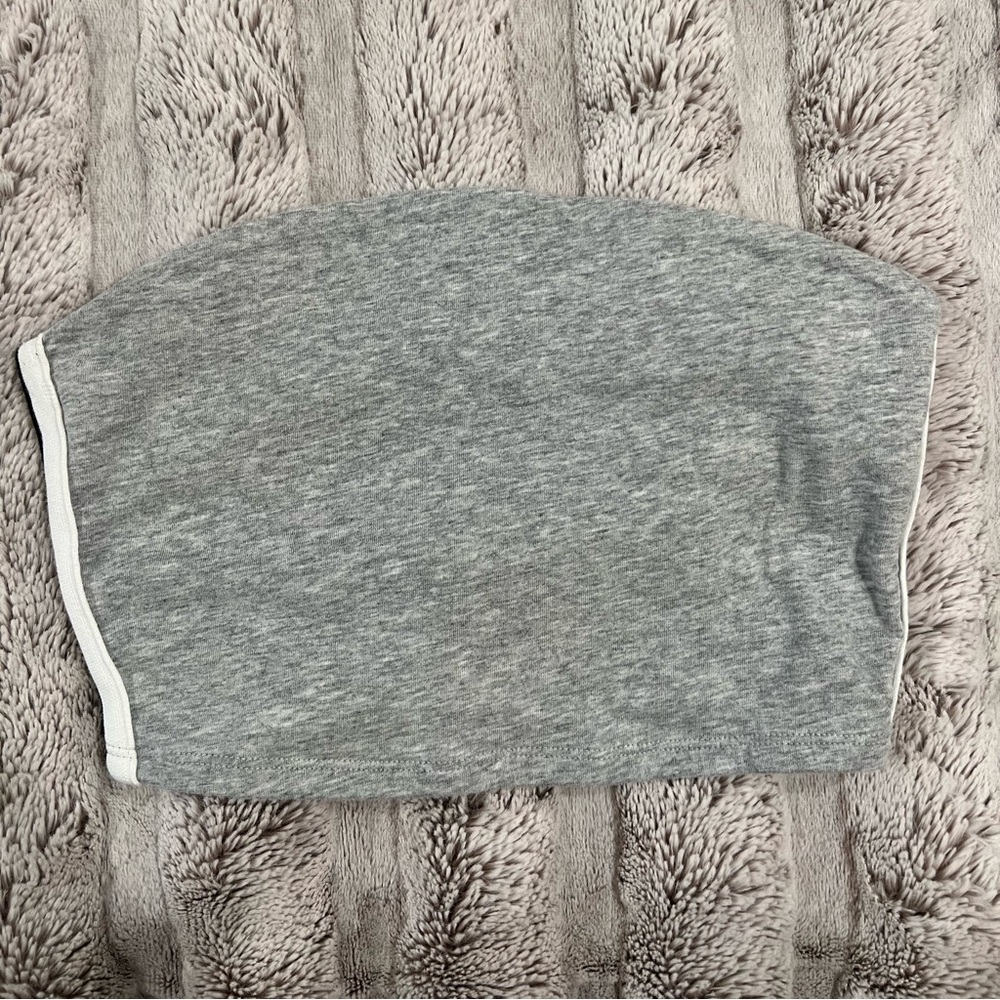 Garage Cropped Tube Top - Grey with Stripes